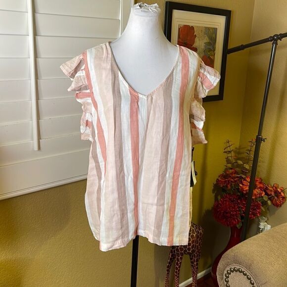 Black Tape_ Pink Striped Blouse, SZ 1X - Picture 1 of 7